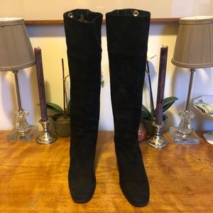 Vintage Gucci Black Suede Boots, Size 38